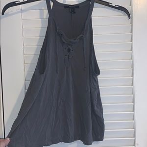 grey lace up tank top (NWOT)